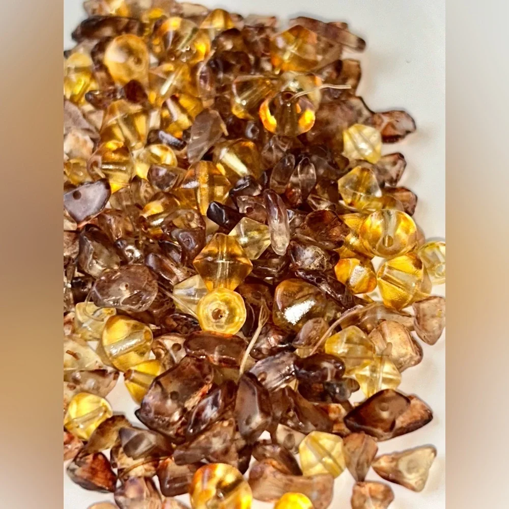 Vintage Amber Acrylic Lucite Nugget Beads DIY Jewelry Making Supplies Craft Lot - Picture 10 of 12
